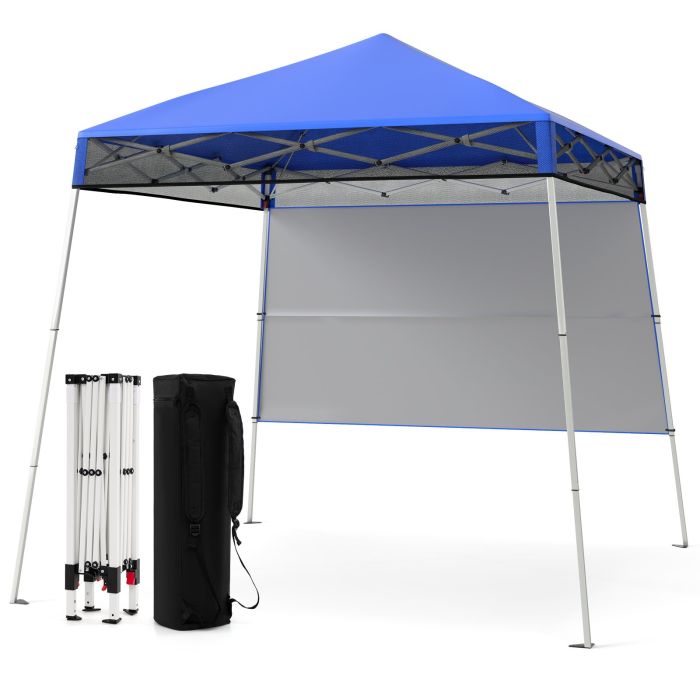 TYAVE Pop up Canopy Tent with 1 Sidewall Outdoor Easy Setup Folding Gazebo Shelter-Blue