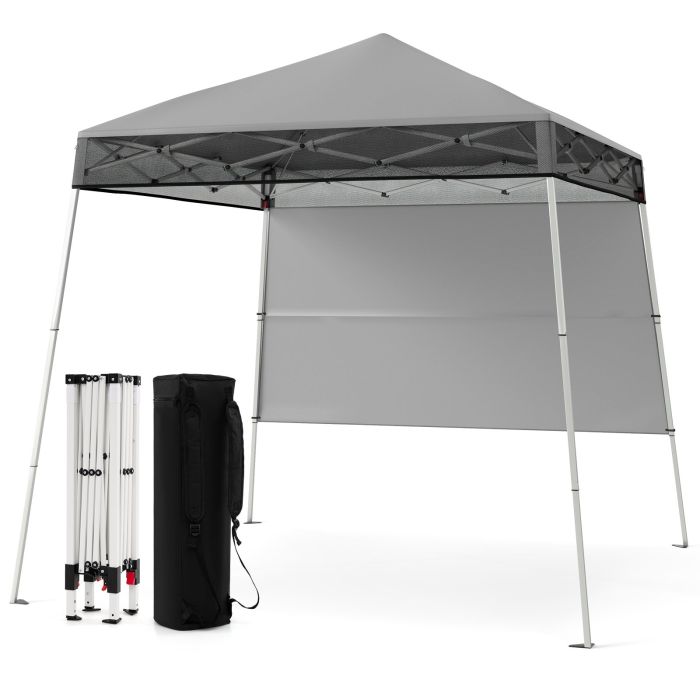 TYAVE Pop up Canopy Tent with 1 Sidewall Outdoor Easy Setup Folding Gazebo Shelter-Grey
