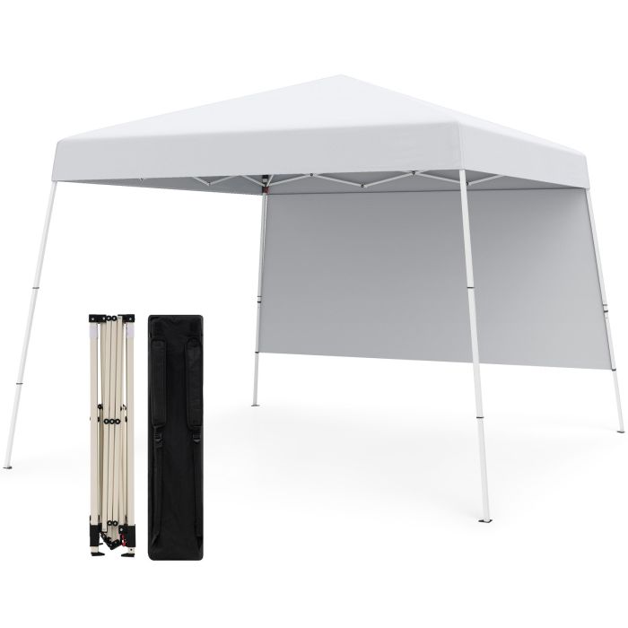 RAAOR 300 x 300 cm Pop up Canopy Tent with 1 Sidewall and Portable Backpack-White