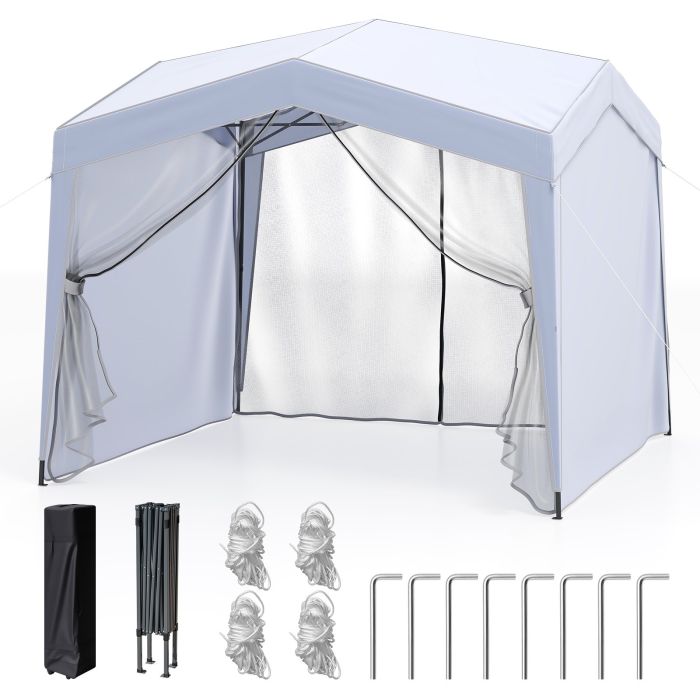302 x 302 cm Pop up Canopy Tent with Removable Sidewalls-White