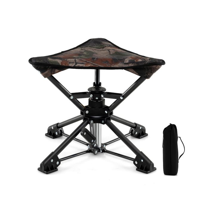 LYAR Folding Swivel Camping Hunting Stools with Anti-Sink Feet and Carry Bag-Camouflage
