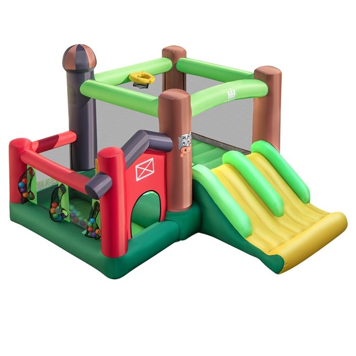Inflatable Trampoline Bouncy House with Dual Slides without Blower