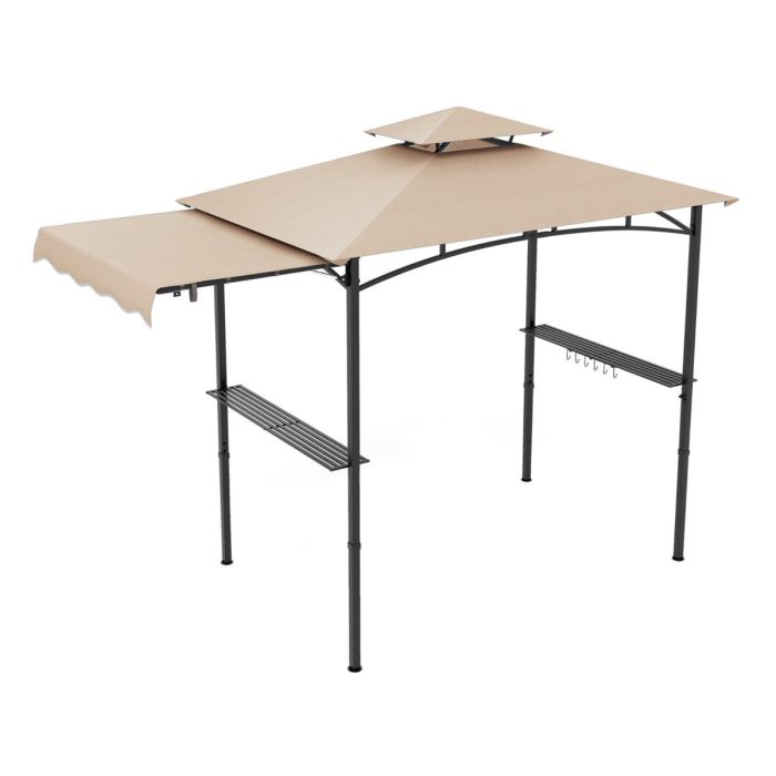 VAMOVA Outdoor Barbecue Canopy Tent Grill Gazebo with Side Awning-Beige