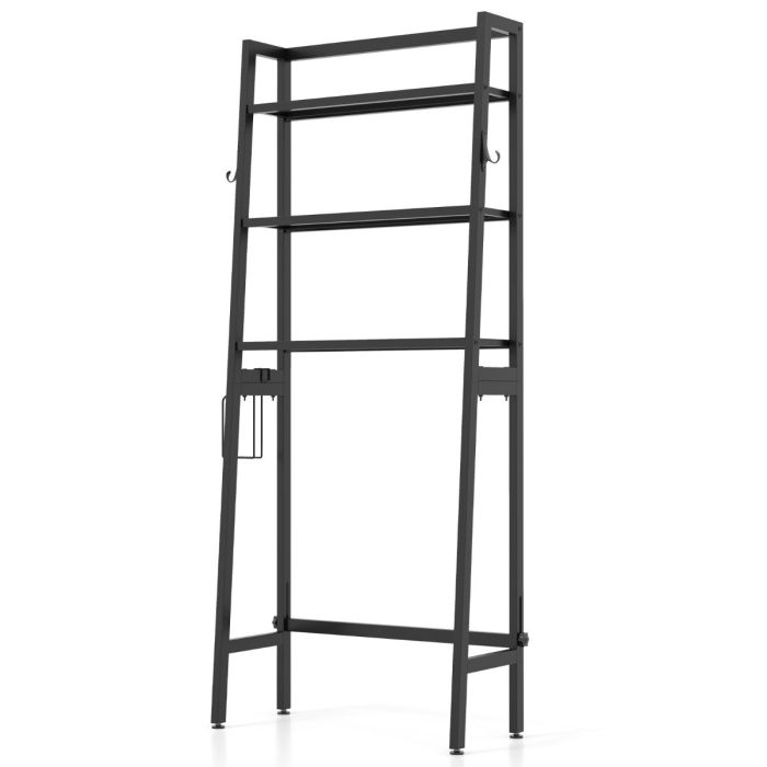 GLEYNOR Over The Toilet Storage Shelf with Adjustable Adjustable Bottom Bar-Black