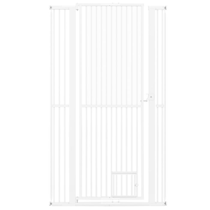 171 cm Extra Tall Pet Gate Heavy-Duty Metal Cat Gate with Wide Opening-White