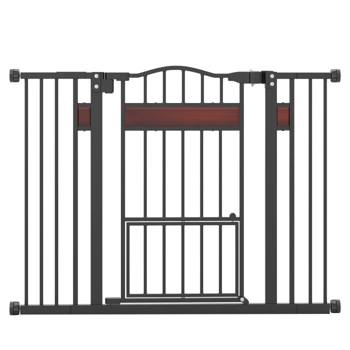 MORLIX Extra Wide Walk Through Pet Gate for 74-104 cm Openings-Black