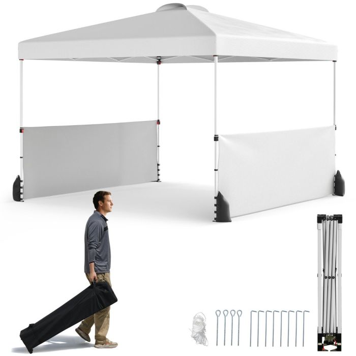 LONDRIN 300 X 300 CM Pop up Canopy Tent with 2 Half Sidewalls-White