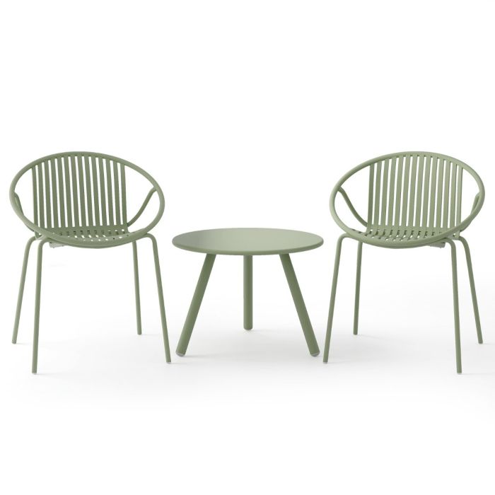 SILY All Weather PP Patio Conversation 3 Pieces Bistro Set with Round Coffee table-Green