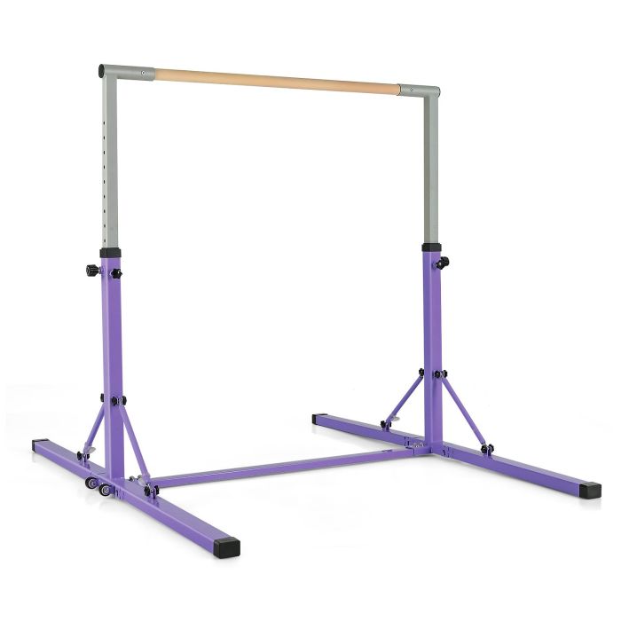 Gymnastics Bar - Kids Foldable Gymnastics Bar with 13 Adjustable Height-Purple
