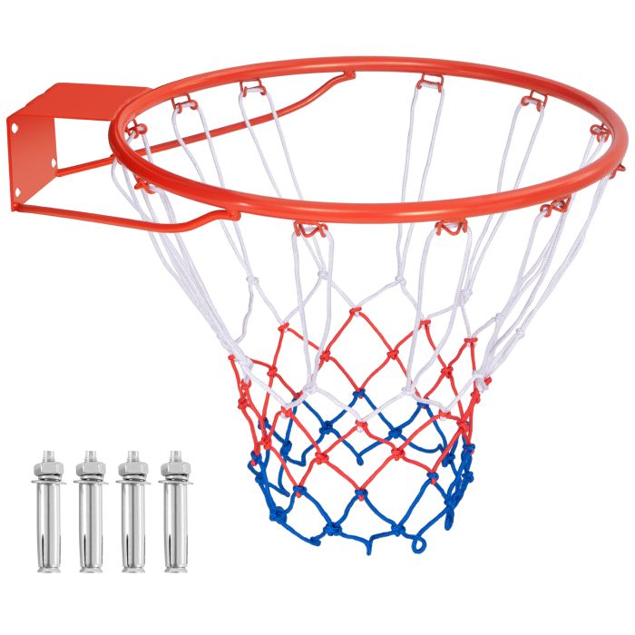 Basketball Hoop - 45/38 cm Heavy Duty Basketball Rim with All Weather Net and Mounting Hardware-Orange-45 cm