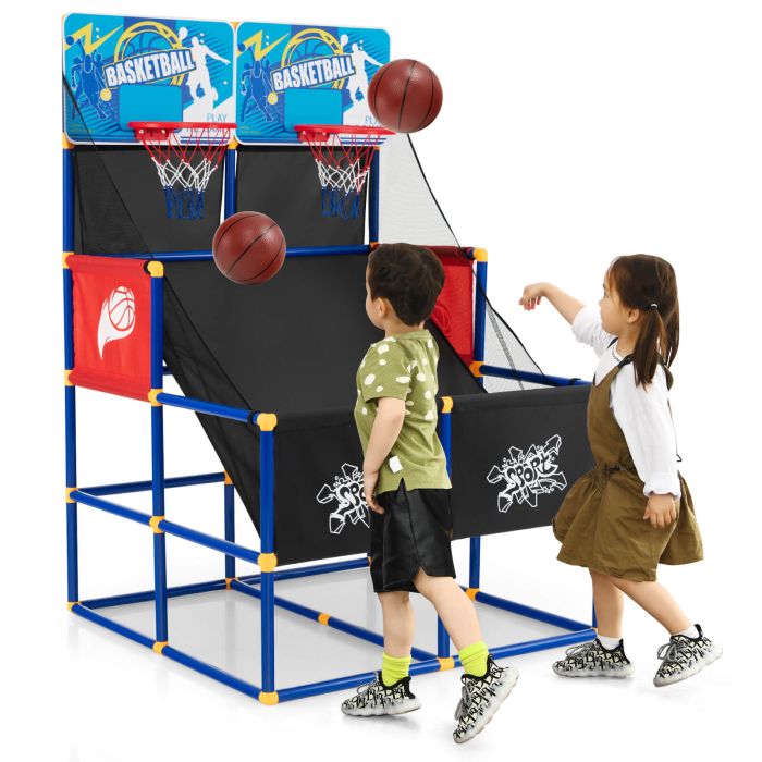 Dual Shot Kids Basketball Game Set with 4 Basketballs