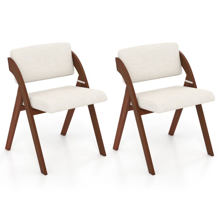 LYTAIN Set of 2 Dining Chairs Folding Kitchen Chair with Rubber Wood Legs-Walnut