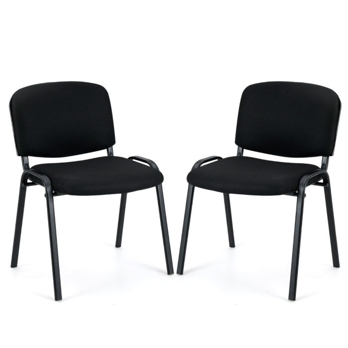 Set of 2 Waiting Room Chairs Stackable Reception Guest Chairs-Black