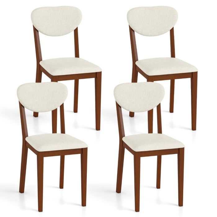 Set of 4 Sherpa Dining Chairs with Rubber Wood Legs-Walnut