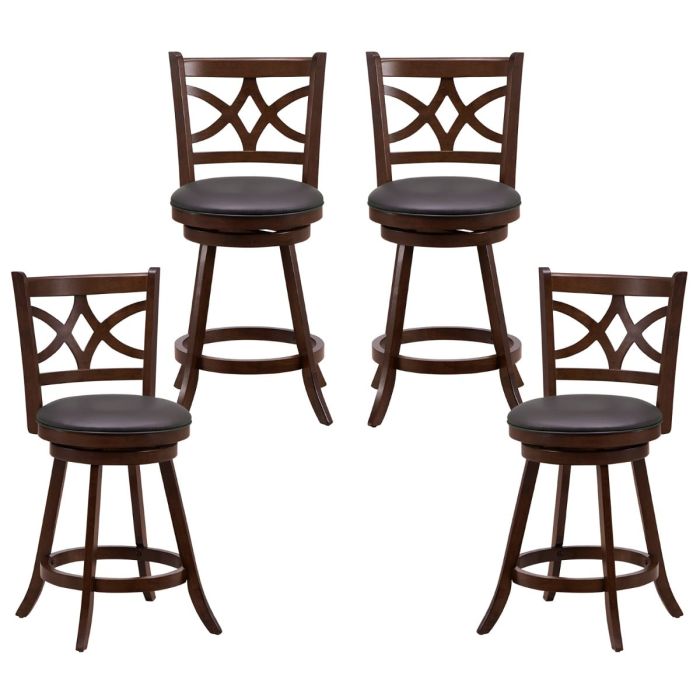 WIVENA Set of 4 Swivel Bar Stools with Backrest & Footrest-61cm