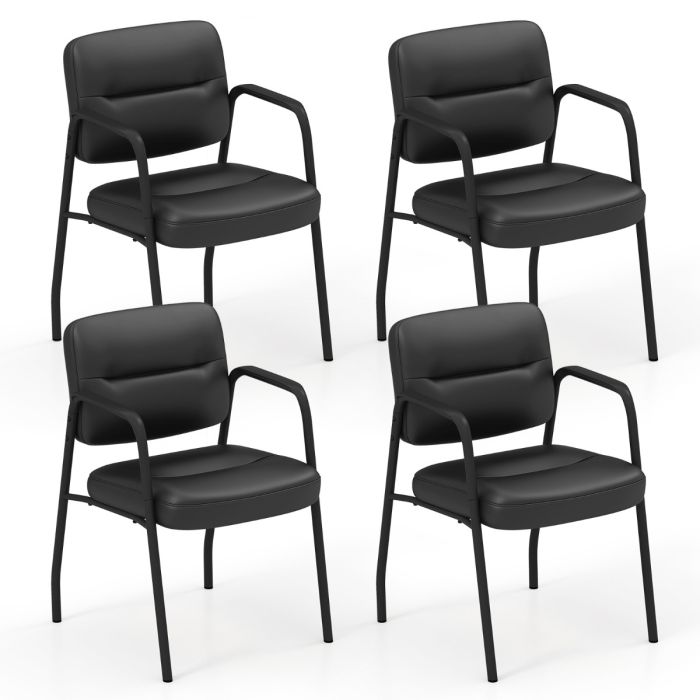 IVEN Set of 4 Waiting Room Chairs with Integrated Armrests No Wheels-Black