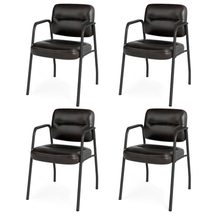 IVEN Set of 4 Waiting Room Chairs with Integrated Armrests No Wheels-Brown