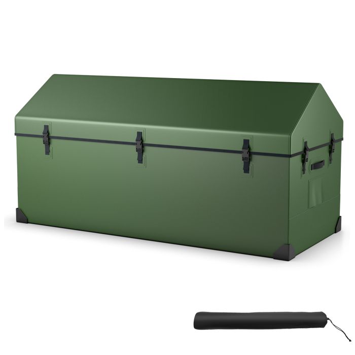 Garden Storage - 658L Outdoor Storage Box Tarpaulin Deck Box with Ventilated Window-Green