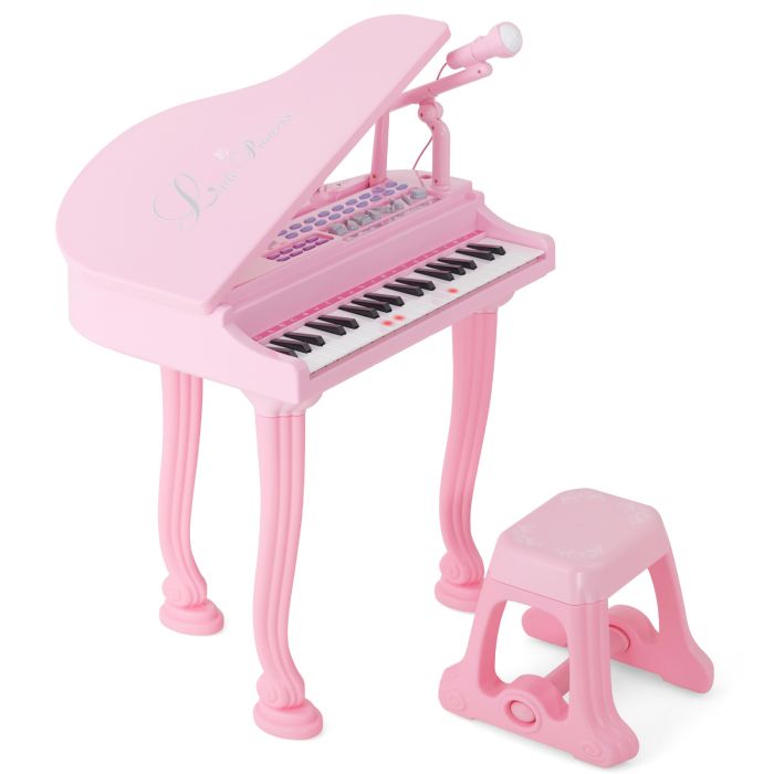 37-Key Kids Piano Keyboards with Microphone and Teaching Mode-Pink