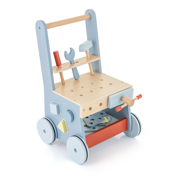 Baby Walker - 2-in-1 Wooden Baby Push Walker with Multi-Activity Center