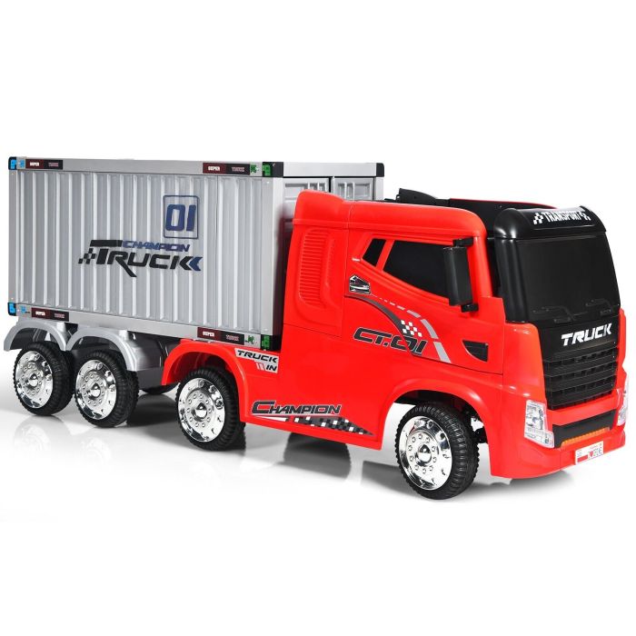 Ride-On Semi-Truck with Container for Kids 3-8 Years - Red