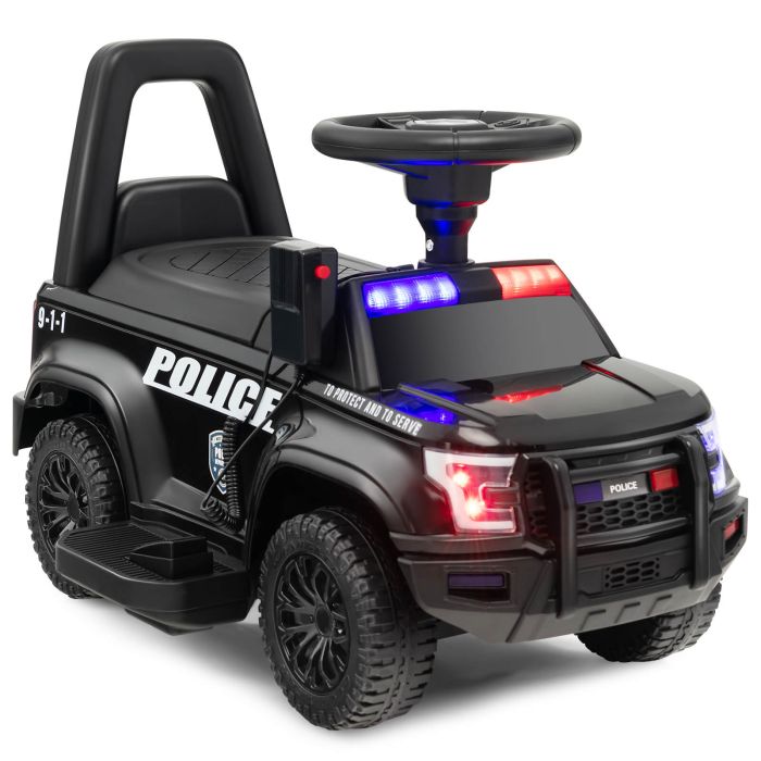 6V Kids Ride On Police Car with Side Megaphone - Black