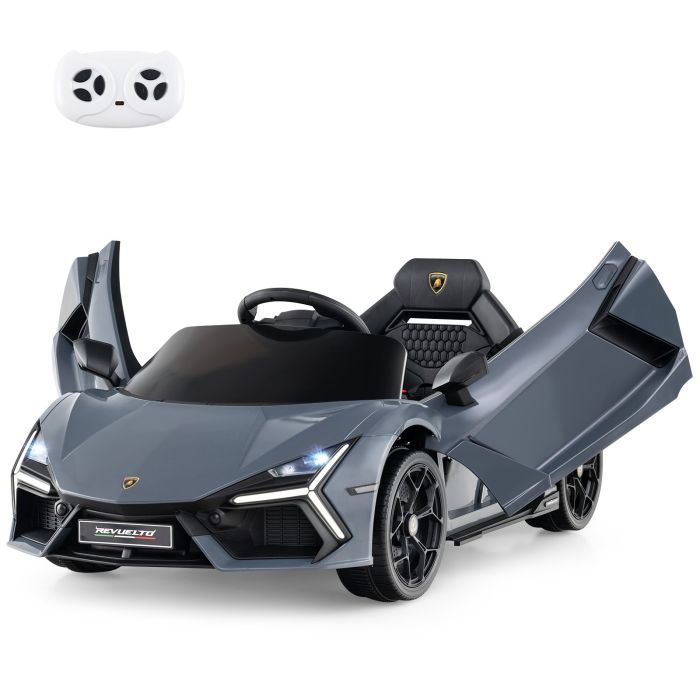 ONDA 12V Kids Ride on Car with Hydraulic Doors Licensed Lamborghini Revuelto-Grey