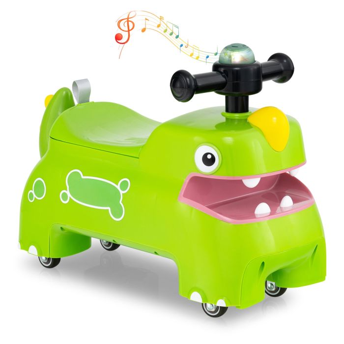 ULWICK Toddler Ride on Toy with Under Seat Storage with Music and Lights-Green