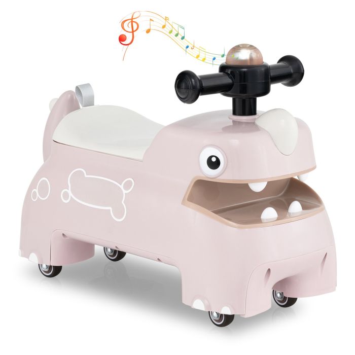 ULWICK Toddler Ride on Toy with Under Seat Storage with Music and Lights-Pink
