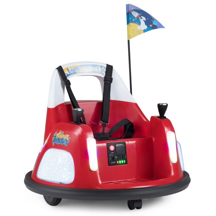 NIREL 12V Bumper Car for Kids with Remote Control and Lighting Modes-Red