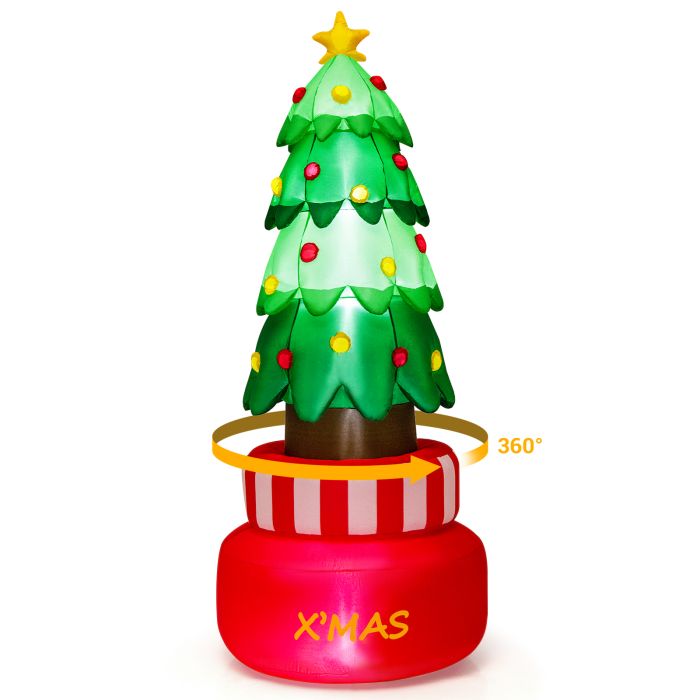 Inflatable Rotating Christmas Tree with LED Lights 240 cm - Green