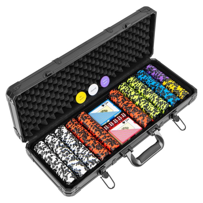 500 Pieces 14 Gram Texas Holdem Poker Chip Set with Card Decks-Black