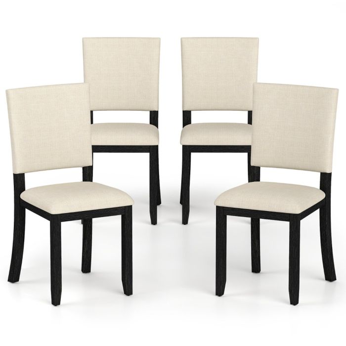 Upholstered Dining Chairs Set of 4 with Soft Padded Seat and Solid Wood Frame