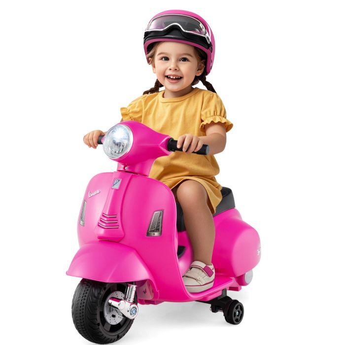 6V Kids Ride on Motorcycle with Training Wheels and Headlight - Vespa Scooter for 18-36 Months
