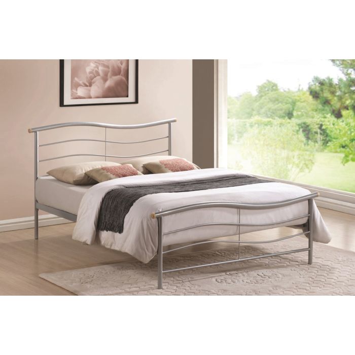 Double Bed - WAVONA 4ft6 Metal Bed Silver
