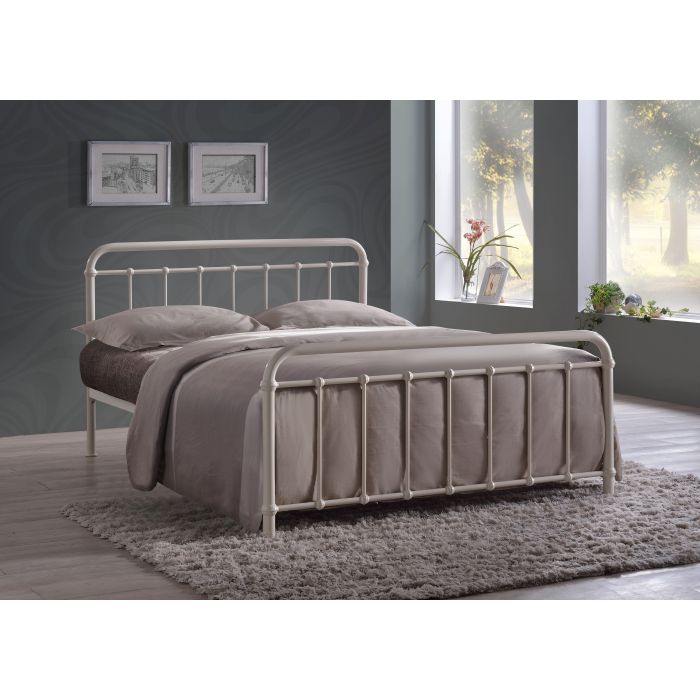 Kingsize Bed - MIAVERA 5ft Metal Bed Ivory