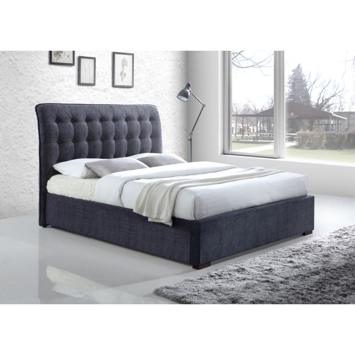 Double Bed - HAMVISTA 4ft6 Fabric Bed Dark Grey
