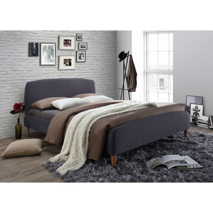 Kingsize Bed - GENARA 5ft Fabric Bed Dark Grey