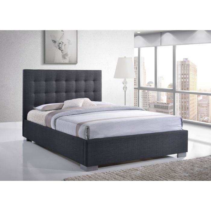 Kingsize Bed - NEVONA 5ft Fabric Bed Grey