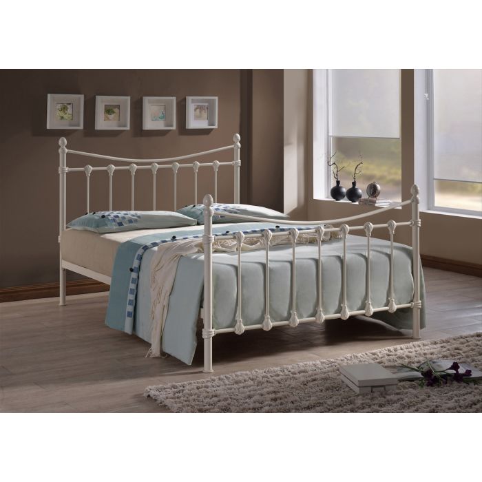 Single Bed - FLOVANA 3ft Metal Bed Ivory