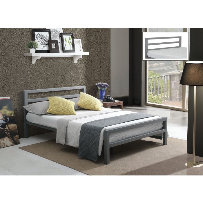 Single Bed - CITRANO 3ft Metal Bed Grey