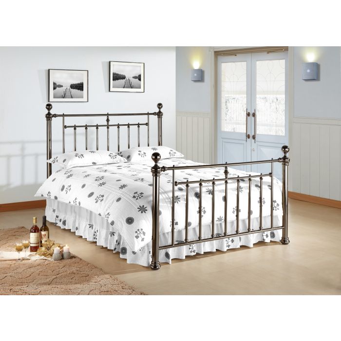 Double Bed - ALVERSTON 4ft6 Metal Bed Black Nickel