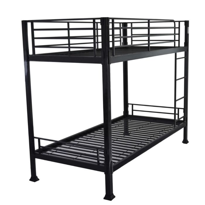 No Bolt Metal Single Bunk Bed Frame - Black