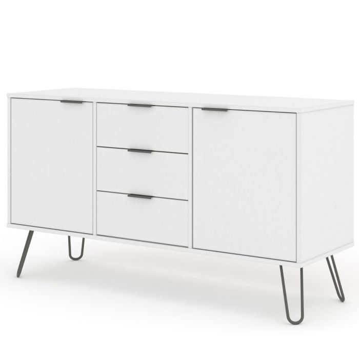 Augusta White Medium Sideboard with 2 Doors 3 Drawers 