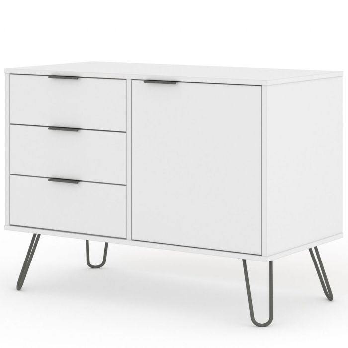 Augusta White Small Sideboard with 1 Door 3 Drawers