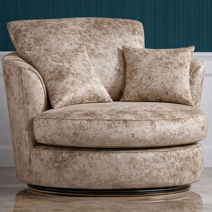 VELOURA Crush Velvet Swivel Chair - Mink