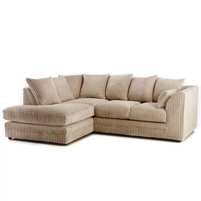 Mink Jumbo Cord Corner Sofa Left Arm