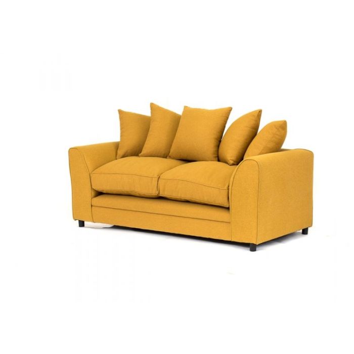 DOROTA II Linen Fabric 3 Seater Sofa - Mustard