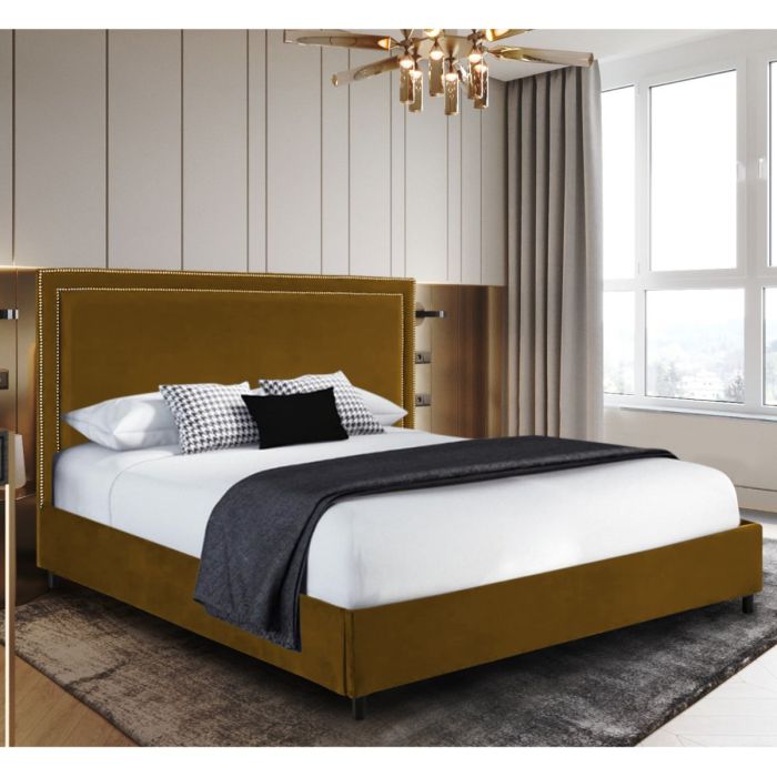 Sensio Plush Velvet Bed - Mustard in 5 Sizes