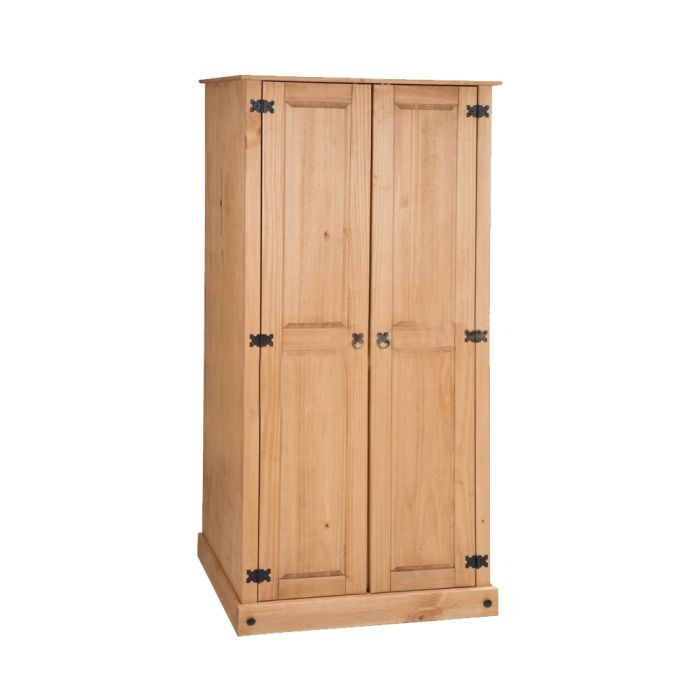Corona Mexican Style Solid Pine 2 Door Wardrobe - Antique Wax